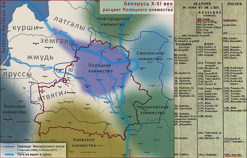 Прыклад карты з Полацкім княствам X-XI стст. / Фота: history-belarus.by